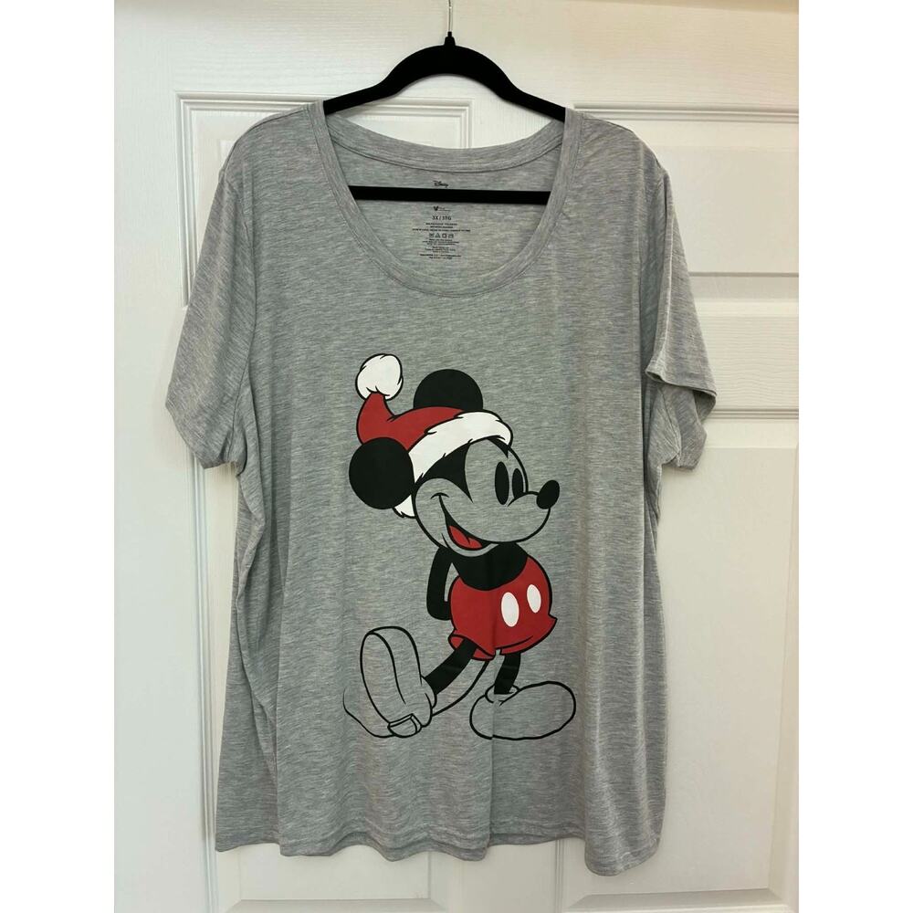 Disney Minnie Mouse T-Shirt Women's 3X Gray Holiday Graphic‎ Tee Short Sleeve